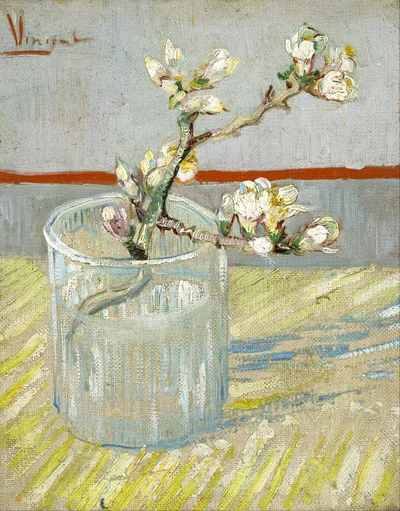 Blossoming Almond Branch in a Glass