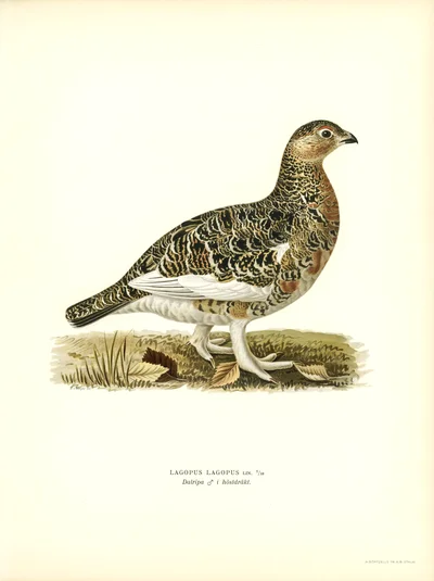 Willow Ptarmigan (Lagopus lagopus) in Autumn Plumage