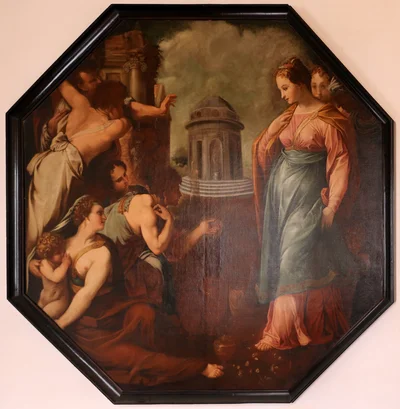 Mythological Scene with Temple and Figures