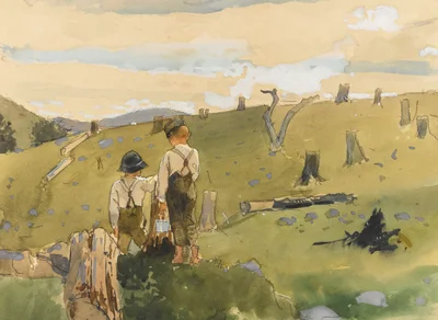 Boys on a Hillside