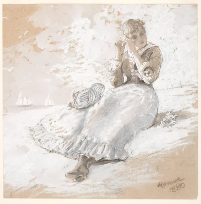 Jeune fille avec un coquillage à l'oreille
