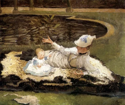Mrs. Newton with a Child by a Pool