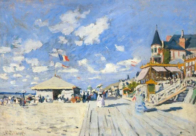 The boardwalk on the beach at Trouville