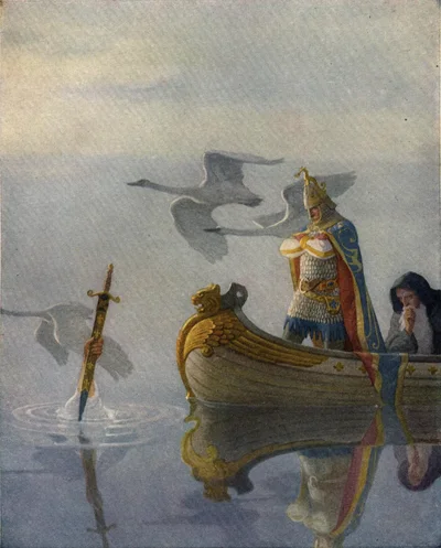 Andwhentheycametotheswordthatthehandheld,King Arthurtookitup