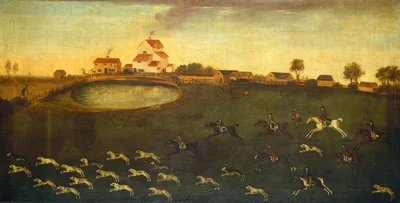 Hunting Scene with a Pond