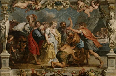 Briseida devuelta a Aquiles por Néstor