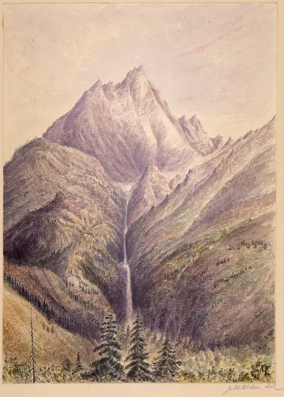 Cascade of Mount Kirby from Kishnehn Pass