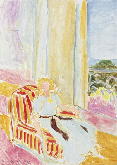 Young Girl in a White Dress, Sitting by the Window