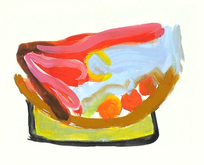 Abstract gouache painting 'no title, nr. 7.001'