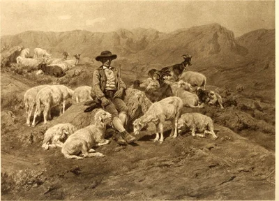 A Pyrenean Shepherd and his Flock