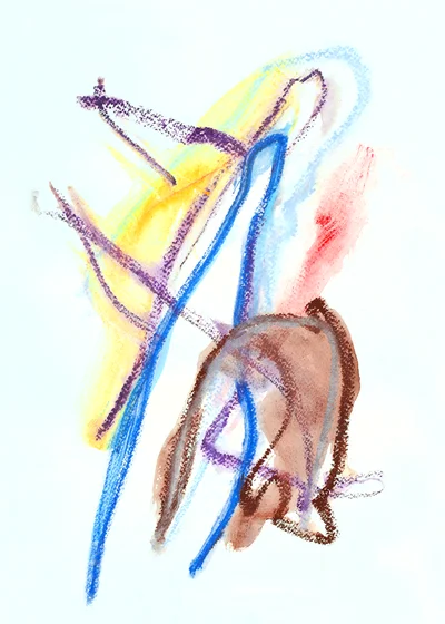 Abstract gouache painting 'Why in lines'