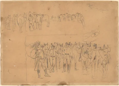 Officers and Horses at Rest