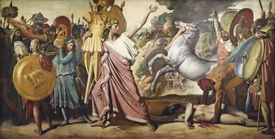 Rómulo, conquistador de Acron, transportando os spolia opima ao Templo de Júpiter