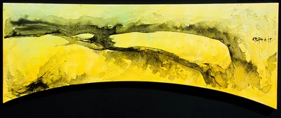 Paisagem orgânica abstrata em amarelo